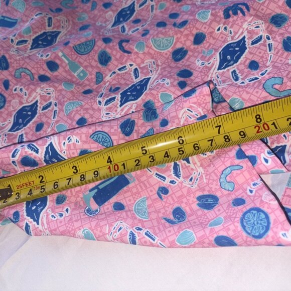 Peter Millar Crab Pattern Swim Trunks Board Shorts Pink Seaside Blue Size Large - Picture 4 of 11